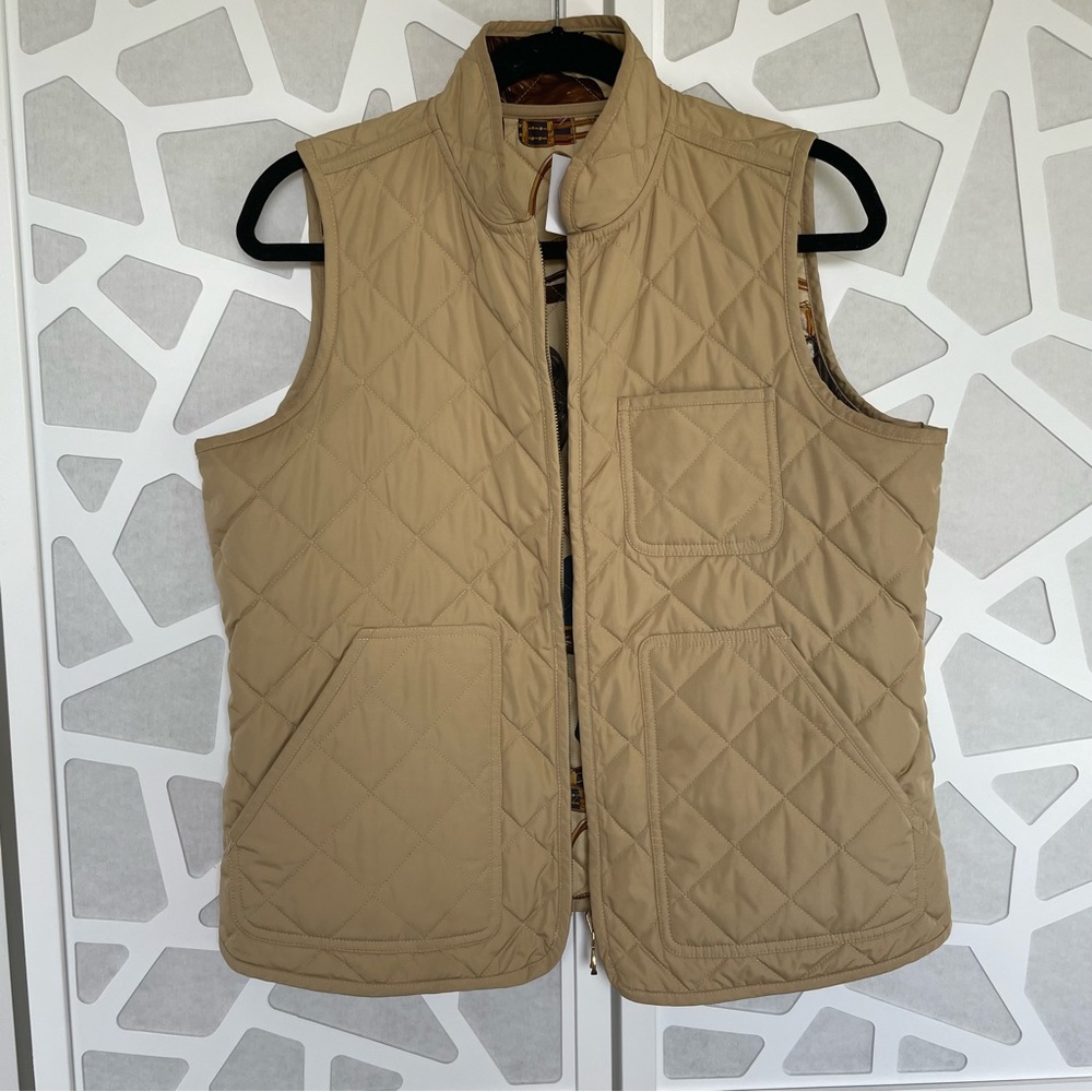 Vintage Women's Equestrian Themed Light Puffer Vest Tan Size L Large VGUC - Picture 6 of 14